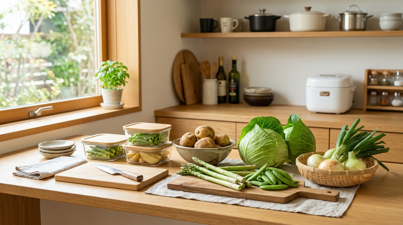 5月の旬野菜で食費を月5,000円削減:スーパーで選ぶべき5種と長持ち保存法・週間献立術