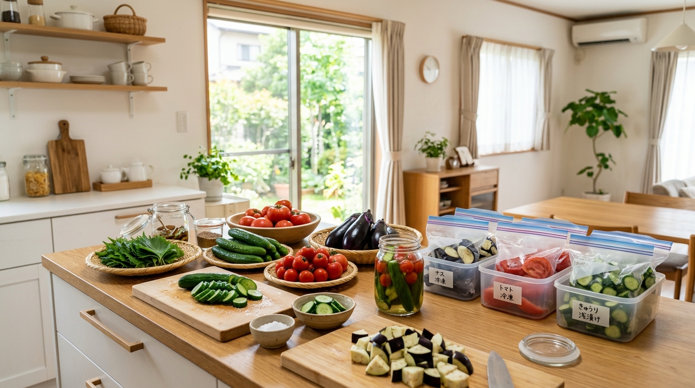 夏野菜を特売で大量買いしても腐らせない!キュウリ・トマト・ナスの保存法と週末冷凍仕込み術