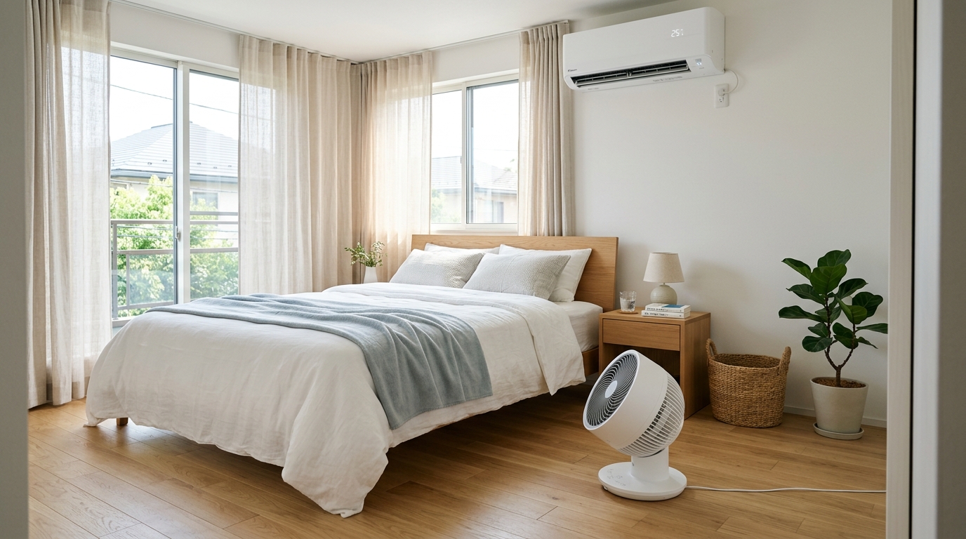 夏の寝室を3℃涼しくする！エアコン＋サーキュレーターで快眠環境を整える方法