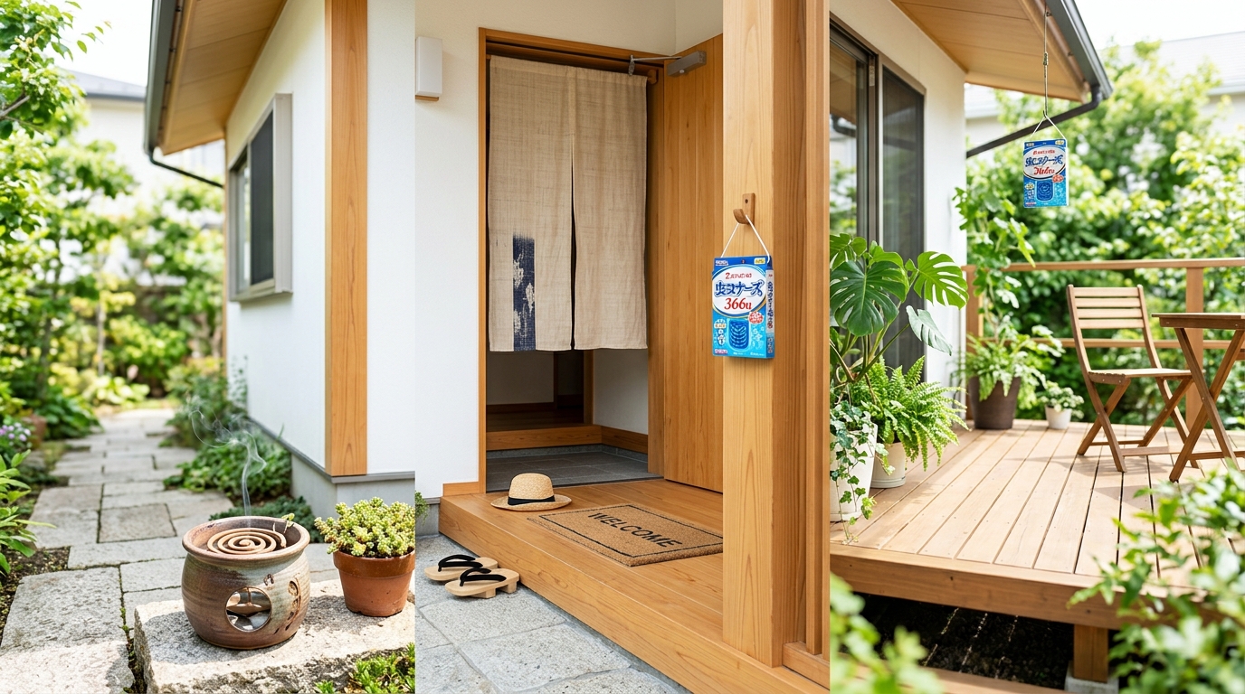 夏の蚊をベランダ・玄関に近づかせない「3ラインバリア術」｜虫コナーズ＋蚊取り線香の最強配置2026年版